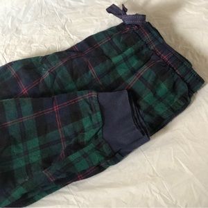 ON Flannel Jogger Pajama Pants Womens Size L Printed Green & Blue Plaid